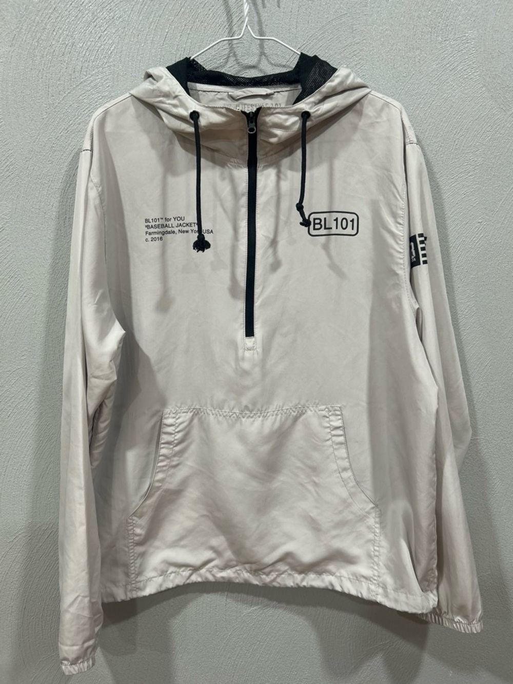 Baseball Lifestyle 101 Pullover Windbreaker Jacket Men’s L Light Gray 1/4 Zip